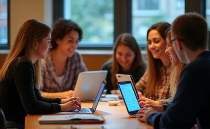Educators and students collaborating with AI tools